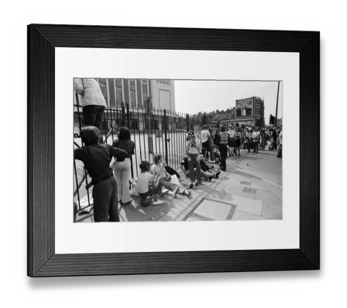 Framed Print : Fans of pop group Slade get ready for the invasion of Earls Court tonight where the group Framed Print : Fans of pop group Slade get ready for the invasion of Earls Court tonight where the group
