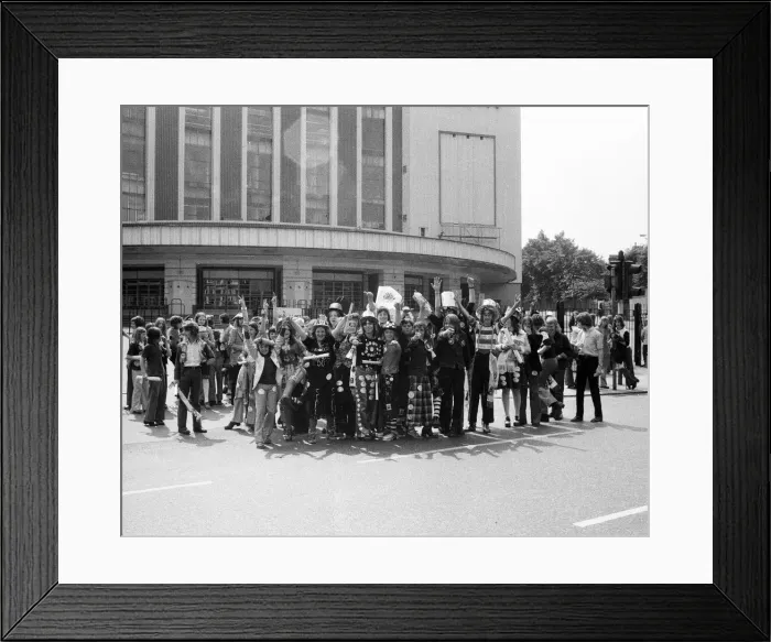 Framed Print : Fans of pop group Slade get ready for the invasion of Earls Court tonight where the group Framed Print : Fans of pop group Slade get ready for the invasion of Earls Court tonight where the group
