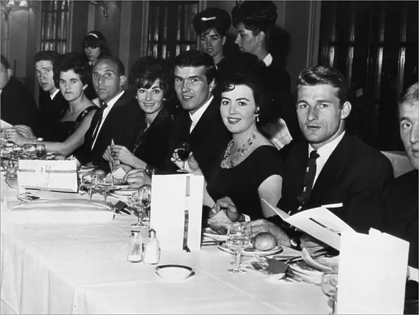 Liverpool players celebrate their League Title win at the Adelphi Hotel with their wives