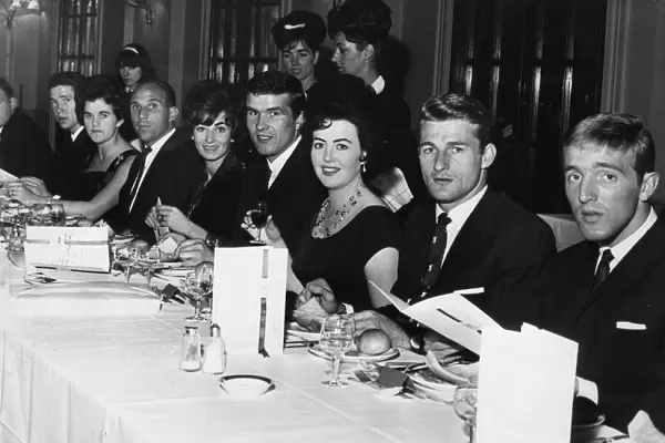 Liverpool players celebrate their League Title win at the Adelphi Hotel with their wives