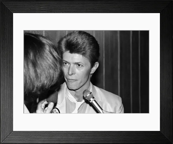 Framed Print : David Bowie at the British Rock and Pop awards. He was named the best male singer in Framed Print : David Bowie at the British Rock and Pop awards. He was named the best male singer in