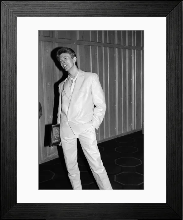Framed Print : David Bowie at the British Rock and Pop awards. He was named the best male singer in Framed Print : David Bowie at the British Rock and Pop awards. He was named the best male singer in