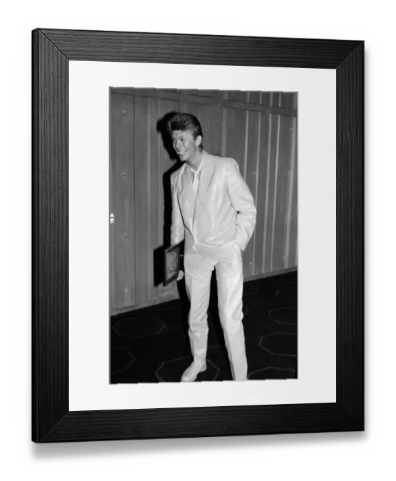 Framed Print : David Bowie at the British Rock and Pop awards. He was named the best male singer in Framed Print : David Bowie at the British Rock and Pop awards. He was named the best male singer in