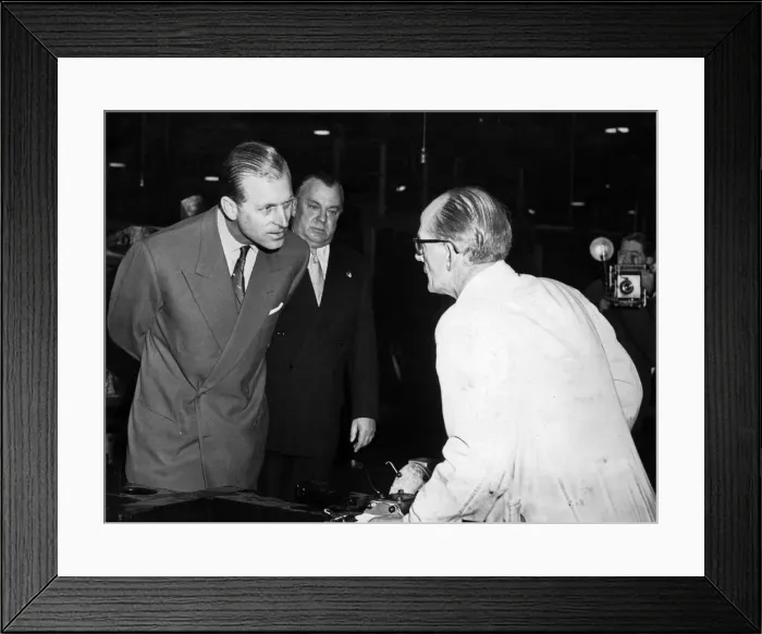 Framed Print : Prince Philip, The Duke of Edinburgh, visiting the Rover company in Solihull Framed Print : Prince Philip, The Duke of Edinburgh, visiting the Rover company in Solihull
