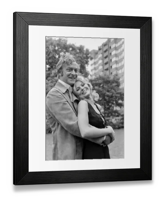 Framed Print : Michael Caine and Britt Ekland pictured together, on day one of shooting Michael