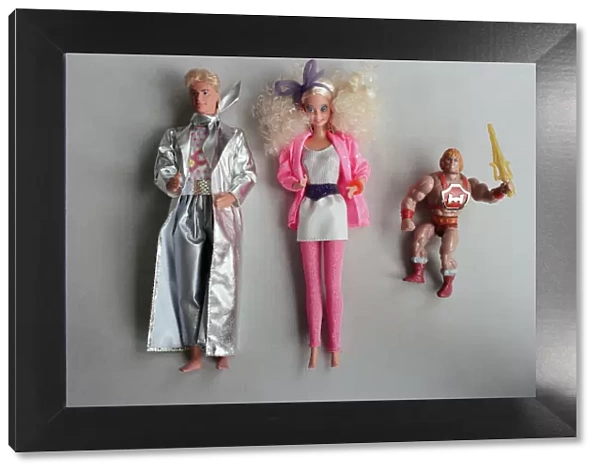 Childrens dolls. Left to right, Ken, Barbie (both from the Hot Rockin