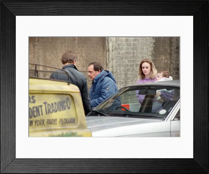 Framed Print : The cast of Only Fools and Horses'television series on set filming a