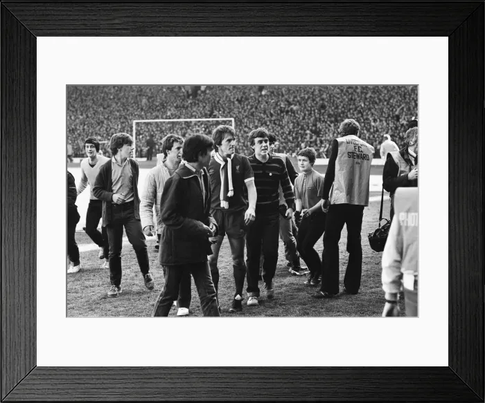 Framed Print : Liverpool Football team celebrate winning the League title after defeating Aston Villa