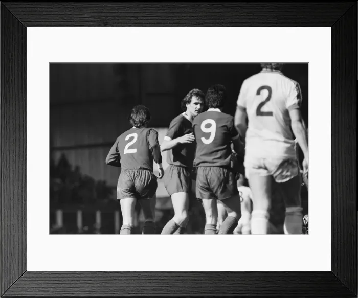 Framed Print : Liverpool Football team celebrate winning the League title after defeating Aston Villa