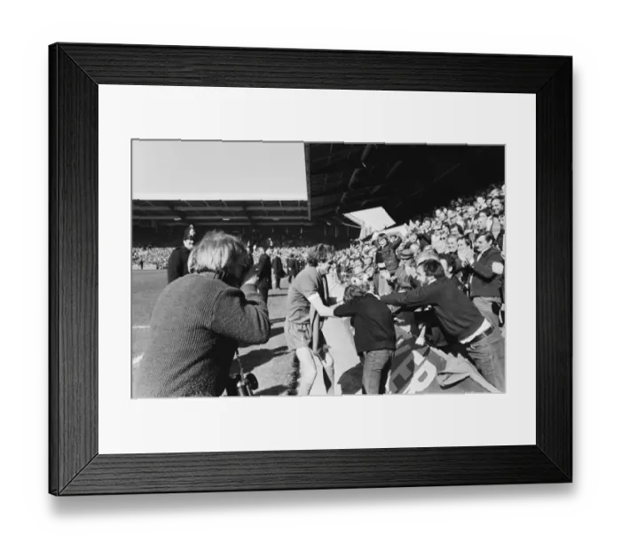Framed Print : Liverpool Football team celebrate winning the League title after defeating Aston Villa