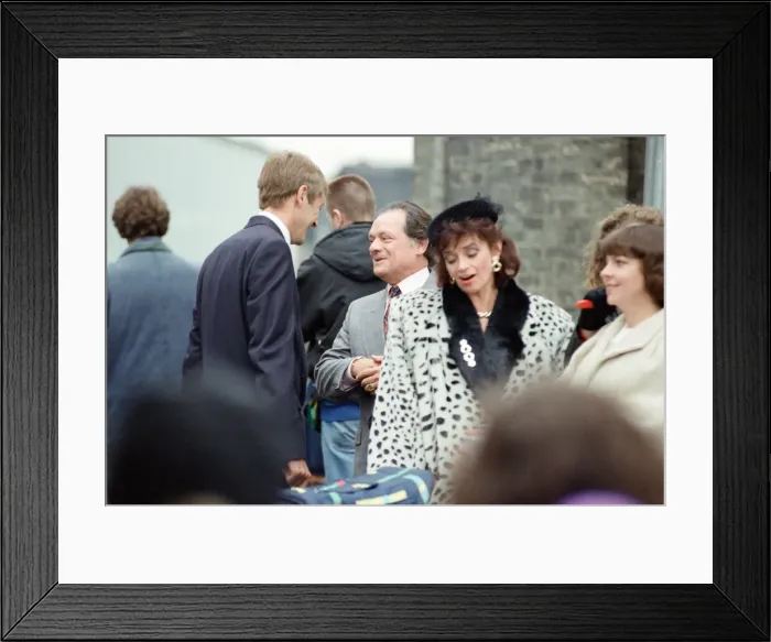 Framed Print : The cast of Only Fools and Horses'television series on set filming a