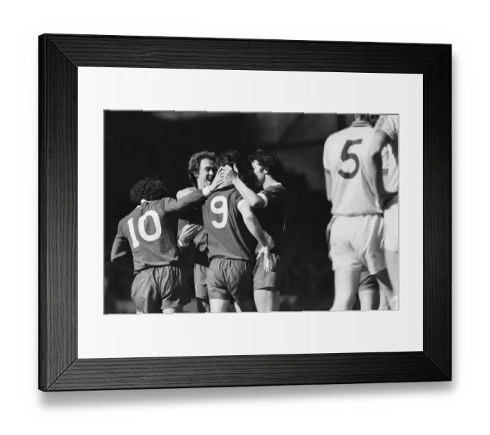 Framed Print : Liverpool Football team celebrate winning the League title after defeating Aston Villa