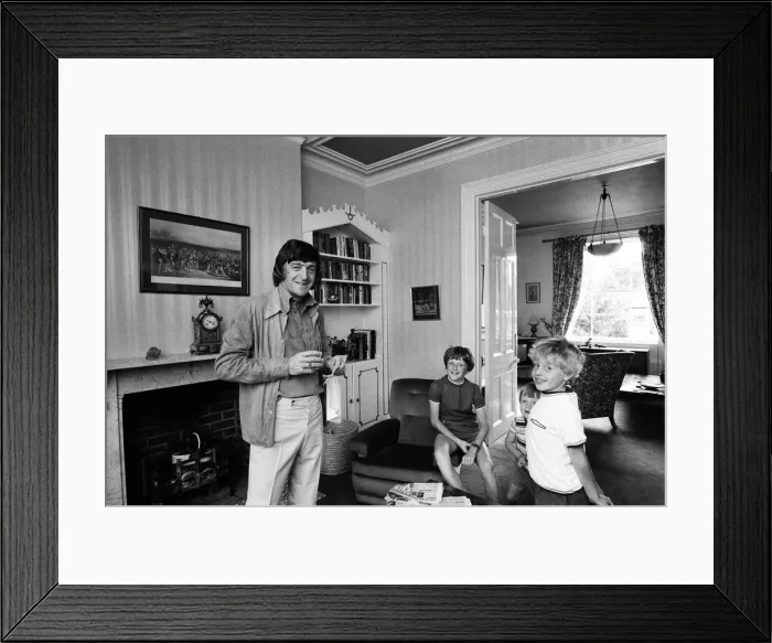 Framed Print : Michael Parkinson pictured at his home in Windsor. He is pictured with his sons L-R Framed Print : Michael Parkinson pictured at his home in Windsor. He is pictured with his sons L-R