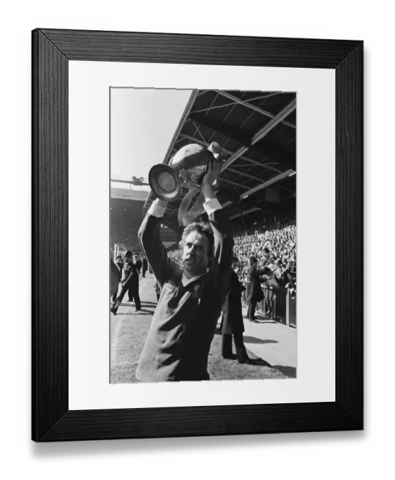 Framed Print : Liverpool Football team celebrate winning the League title after defeating Aston Villa