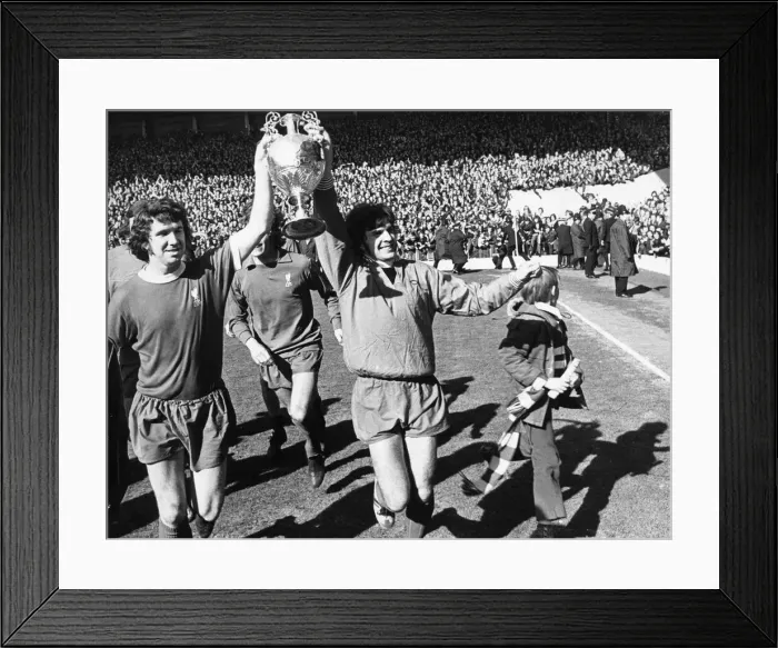 Framed Print : Liverpool Football team celebrate winning their 8th League championship title after a Framed Print : Liverpool Football team celebrate winning their 8th League championship title after a