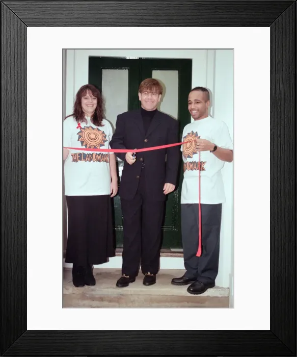 Framed Print : Elton John opening an AIDS Cenre in Brixton. 29th November 1994 Framed Print : Elton John opening an AIDS Cenre in Brixton. 29th November 1994