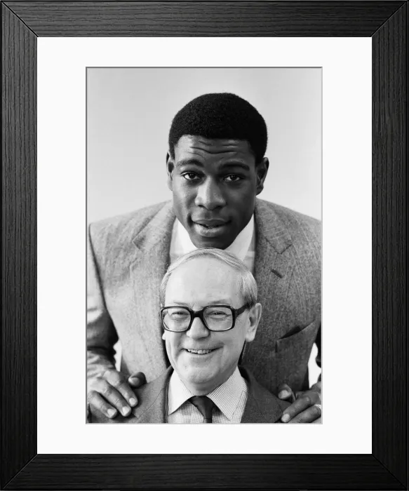 Framed Print : Boxer Frank Bruno and TV presenter Harry Carpenter Known for his double act with British