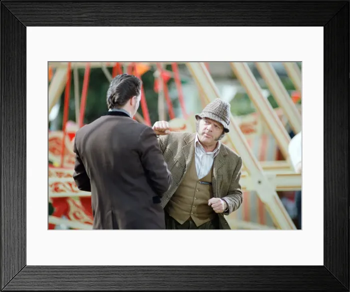 Framed Print : David Jason playing the role of Pop Larkin during the filming of Framed Print : David Jason playing the role of Pop Larkin during the filming of