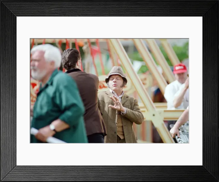 Framed Print : David Jason playing the role of Pop Larkin during the filming of Framed Print : David Jason playing the role of Pop Larkin during the filming of