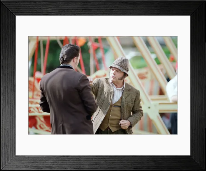 Framed Print : David Jason playing the role of Pop Larkin during the filming of