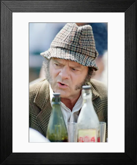 Framed Print : David Jason playing the role of Pop Larkin during the filming of