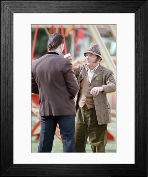 Framed Print : David Jason playing the role of Pop Larkin during the filming of