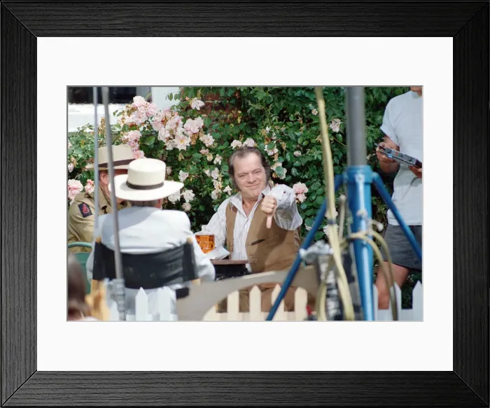 Framed Print : David Jason playing the role of Pop Larkin during the filming of Framed Print : David Jason playing the role of Pop Larkin during the filming of