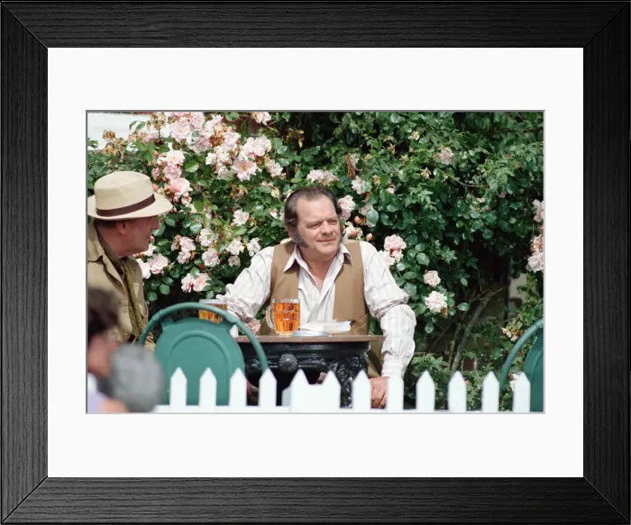 Framed Print : David Jason playing the role of Pop Larkin during the filming of Framed Print : David Jason playing the role of Pop Larkin during the filming of