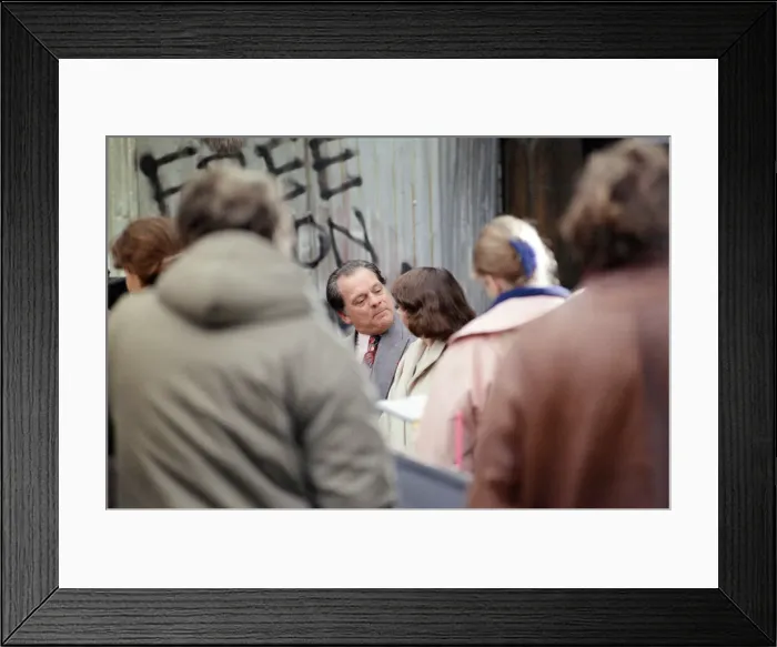 Framed Print : The cast of Only Fools and Horses'television series on set filming a