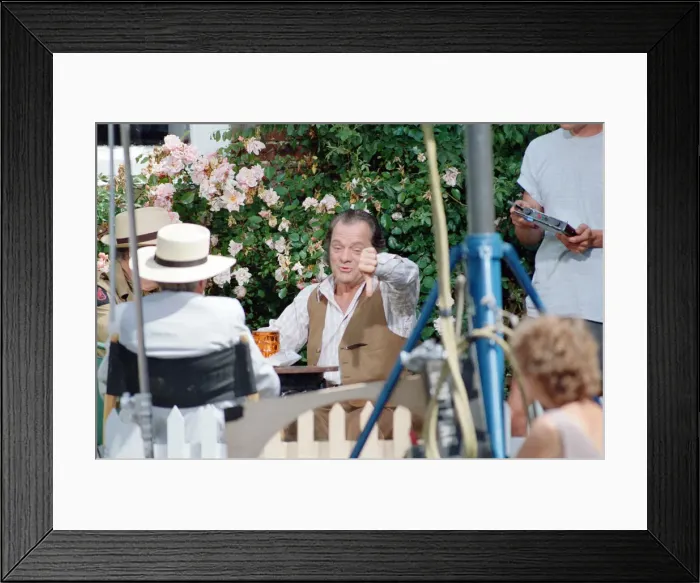 Framed Print : David Jason playing the role of Pop Larkin during the filming of Framed Print : David Jason playing the role of Pop Larkin during the filming of