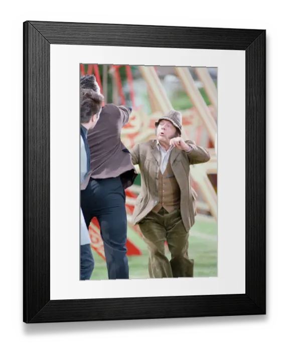 Framed Print : David Jason playing the role of Pop Larkin during the filming of Framed Print : David Jason playing the role of Pop Larkin during the filming of