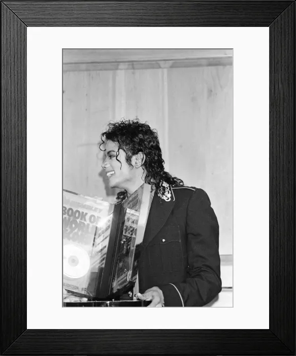 Framed Print : Michael Jackson, pictured in 1988, in London where he is entered into The Guinness World