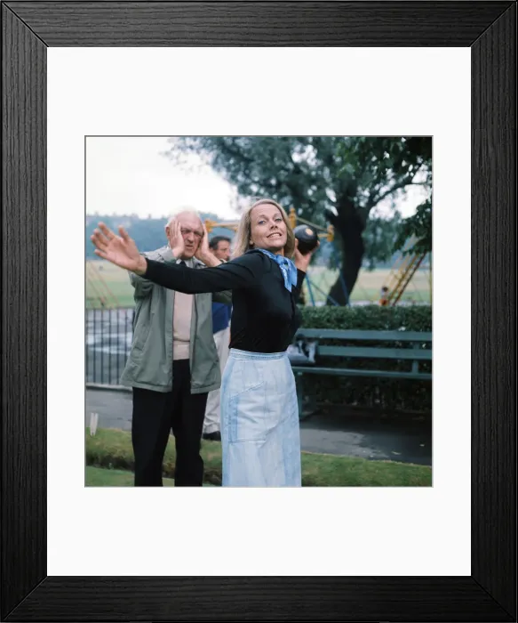Framed Print : Actress Honor Blackman bowling. July 1975