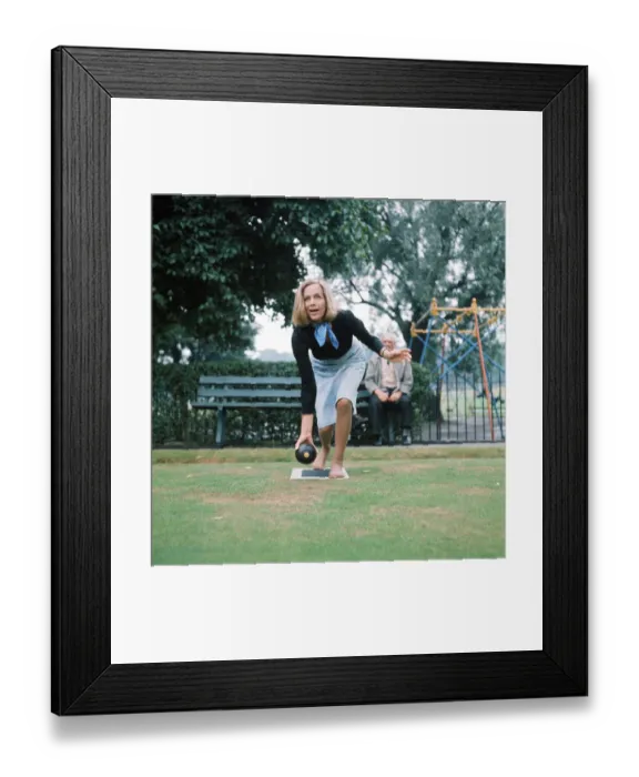 Framed Print : Actress Honor Blackman bowling. July 1975 Framed Print : Actress Honor Blackman bowling. July 1975