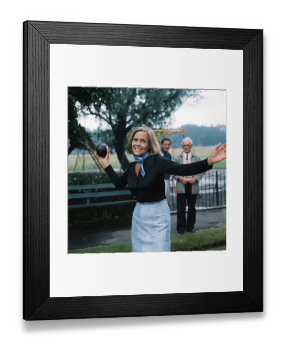 Framed Print : Actress Honor Blackman bowling. July 1975 Framed Print : Actress Honor Blackman bowling. July 1975