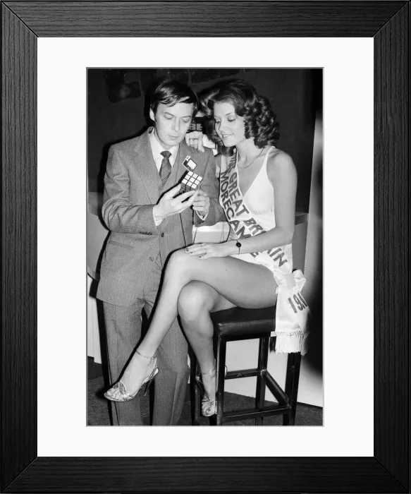Framed Print : Erno Rubik, Hungarian inventor of the Rubiks Cube with Miss Great Britain Framed Print : Erno Rubik, Hungarian inventor of the Rubiks Cube with Miss Great Britain