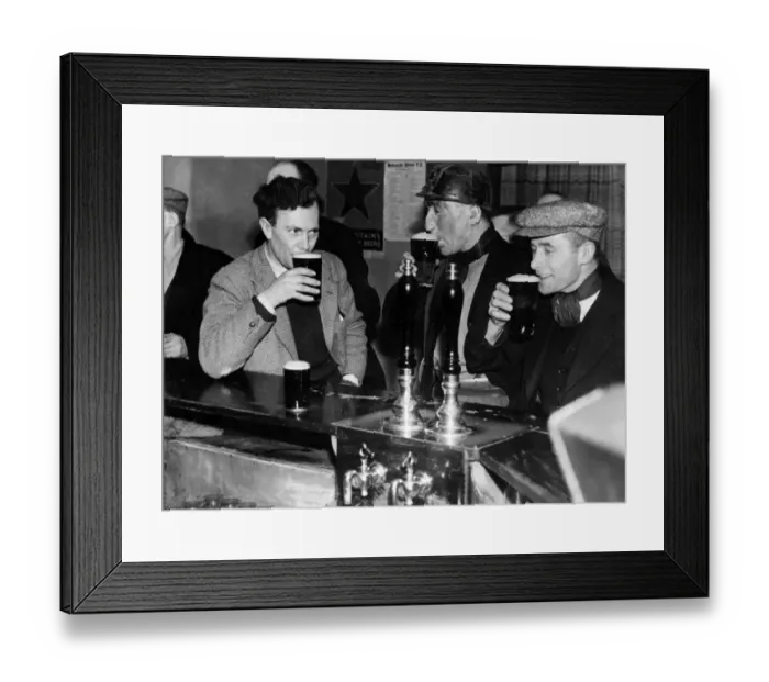 Framed Print : Miners enjoying a drink after work. 4th February 1947 Framed Print : Miners enjoying a drink after work. 4th February 1947
