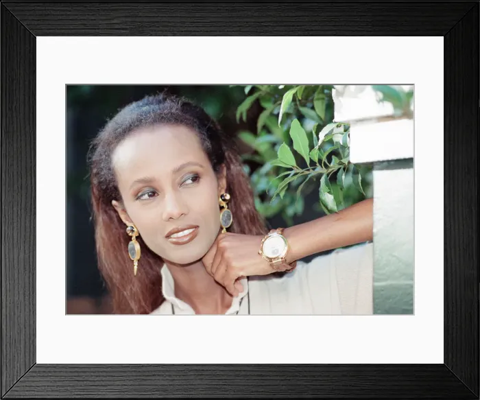 Framed Print : Iman, fashion model and actress, pictured in London, Wednesday 25th October 1989 Framed Print : Iman, fashion model and actress, pictured in London, Wednesday 25th October 1989