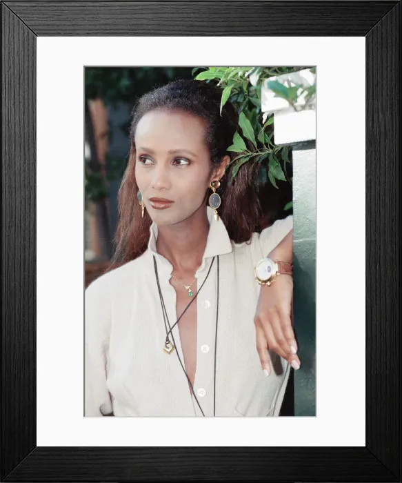 Framed Print : Iman, fashion model and actress, pictured in London, Wednesday 25th October 1989 Framed Print : Iman, fashion model and actress, pictured in London, Wednesday 25th October 1989
