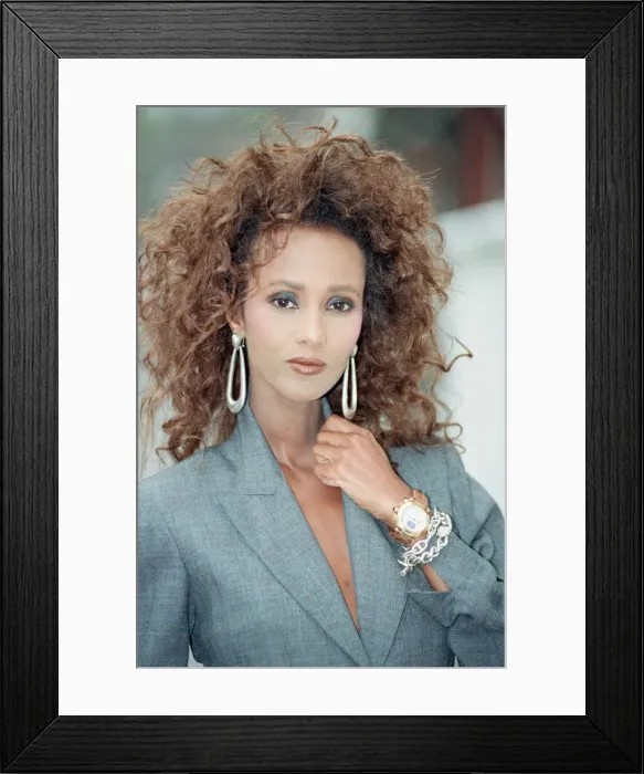 Framed Print : Iman, fashion model and actress, pictured in London, Thursday 26th October 1989 Framed Print : Iman, fashion model and actress, pictured in London, Thursday 26th October 1989