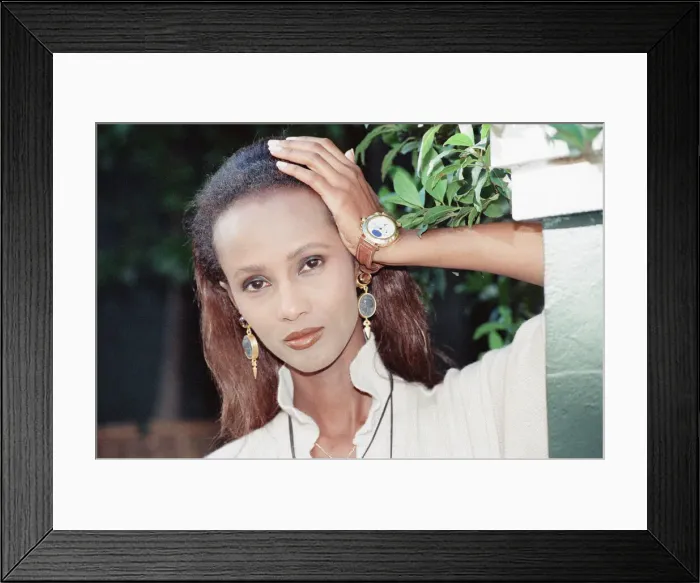 Framed Print : Iman, fashion model and actress, pictured in London, Wednesday 25th October 1989 Framed Print : Iman, fashion model and actress, pictured in London, Wednesday 25th October 1989