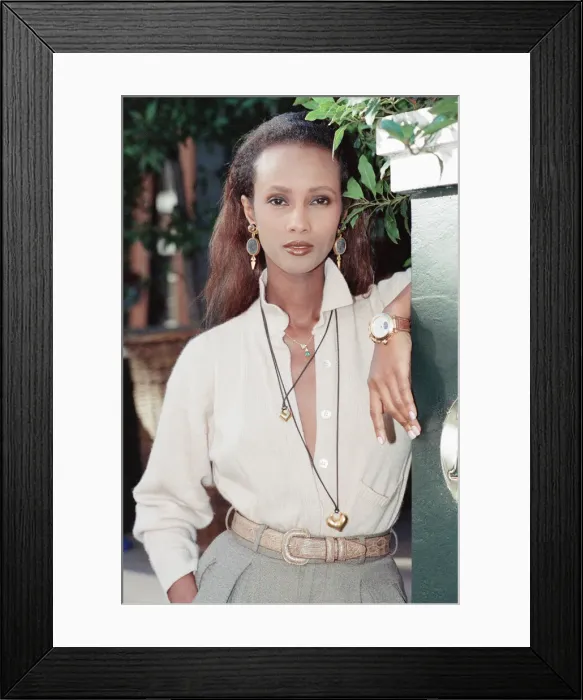 Framed Print : Iman, fashion model and actress, pictured in London, Wednesday 25th October 1989 Framed Print : Iman, fashion model and actress, pictured in London, Wednesday 25th October 1989