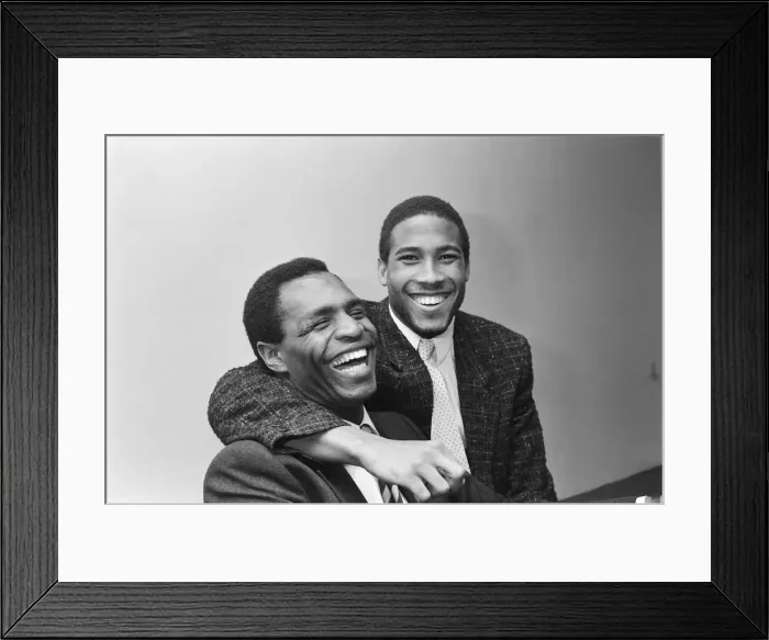 Framed Print : Luther Blissett, (left, in striped tie) and John Barnes (right Framed Print : Luther Blissett, (left, in striped tie) and John Barnes (right