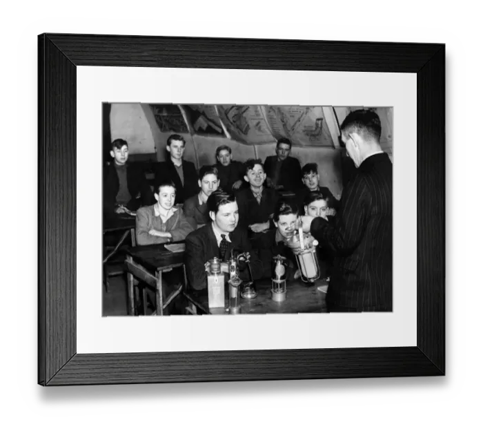 Framed Print : Proper training for boys joining the mining industry. Picture shows a class