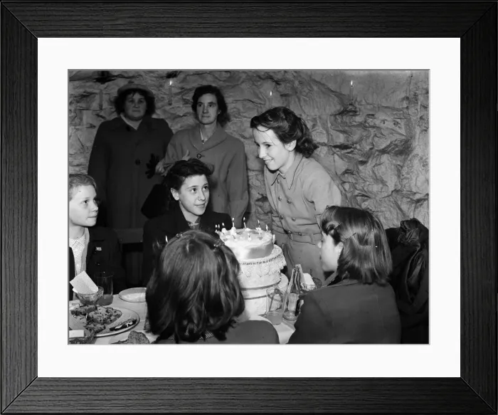 Framed Print : Childrens Birthday party in the Chislehurst Caves Circa January 1954 Framed Print : Childrens Birthday party in the Chislehurst Caves Circa January 1954