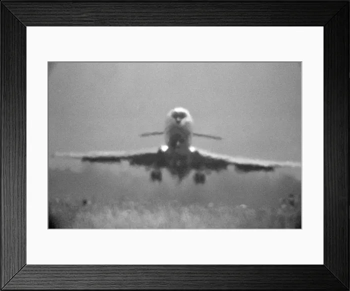 Framed Print : Three of Four - A Trident jet at Heathrow Airport takes off in the high heat of Framed Print : Three of Four - A Trident jet at Heathrow Airport takes off in the high heat of