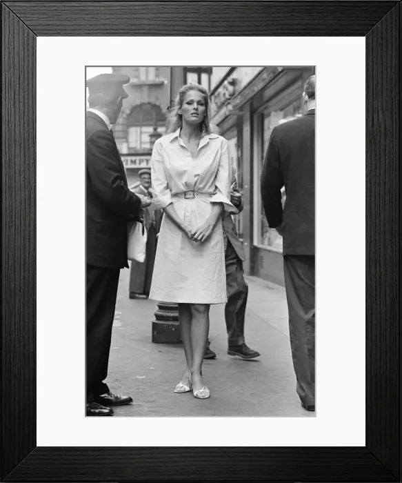 Framed Print : Ursula Andress, Swiss actress, pictured outside the offices of Gala Films Limited, London Framed Print : Ursula Andress, Swiss actress, pictured outside the offices of Gala Films Limited, London