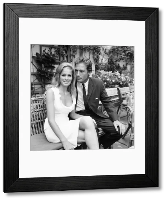 Framed Print : Ursula Andress, swiss actress, meets her new leading man John Richardson