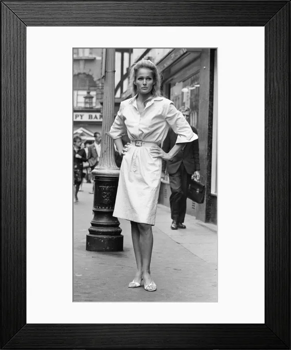 Framed Print : Ursula Andress, Swiss actress, pictured outside the offices of Gala Films Limited, London