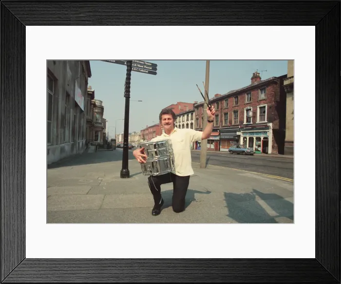 Framed Print : Pete Best, posing for the camera in Liverpool. Pete Best was the original Framed Print : Pete Best, posing for the camera in Liverpool. Pete Best was the original